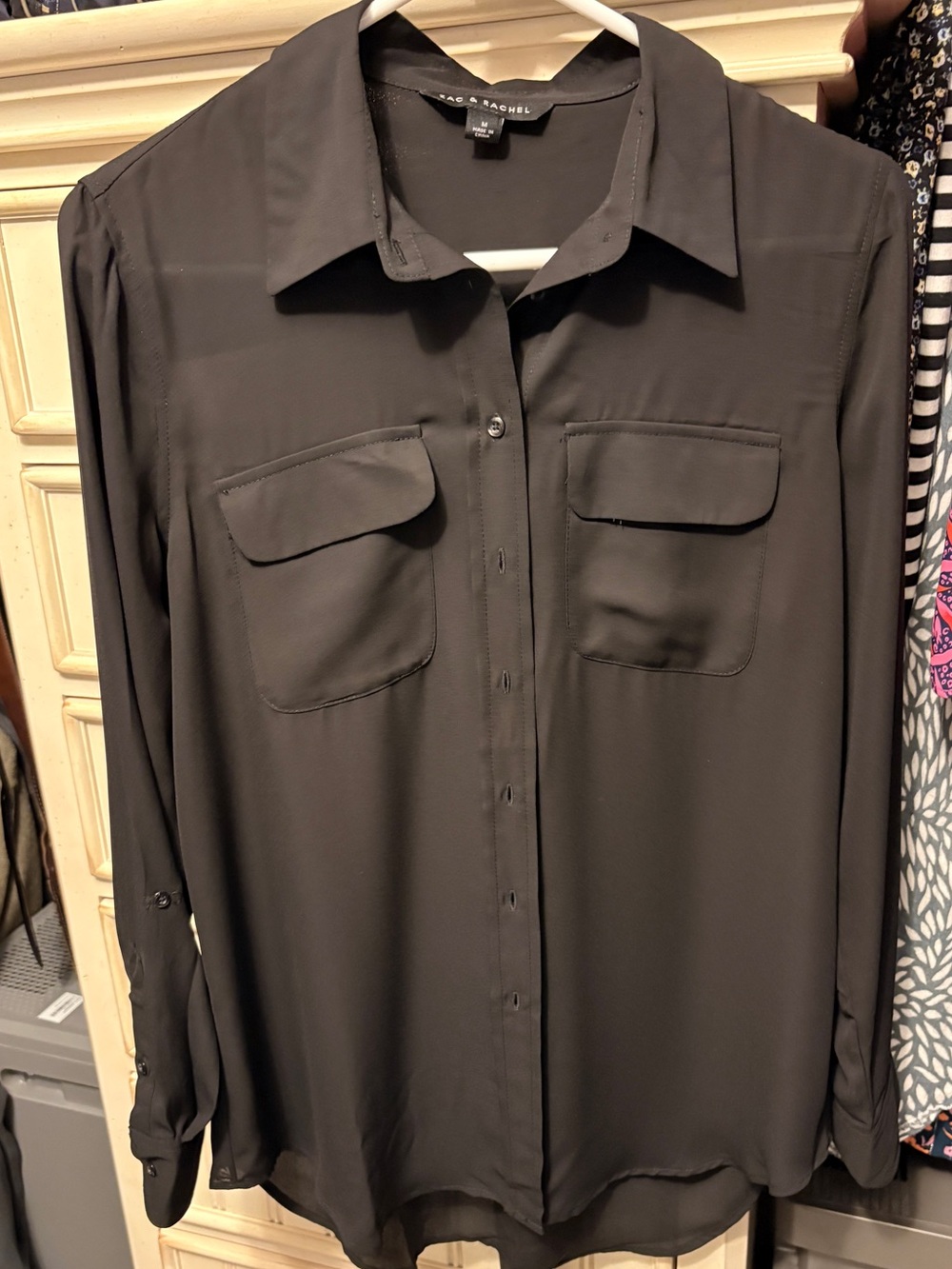 Zac & Rachel Black Long-Sleeve Button Front Shirt